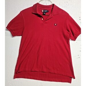 Chaps Polo Shirt Men Small Red Short Sleeve Casual Collared Long Back Buttons